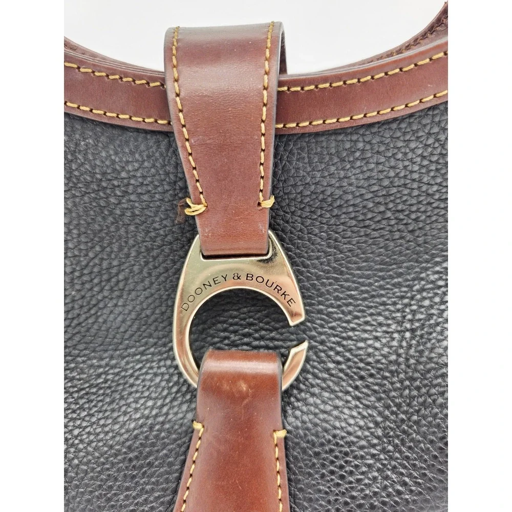 Dooney & Bourke Pebble Grain Hobo Purse‎ Shoulder Handbag Black Brown Gold